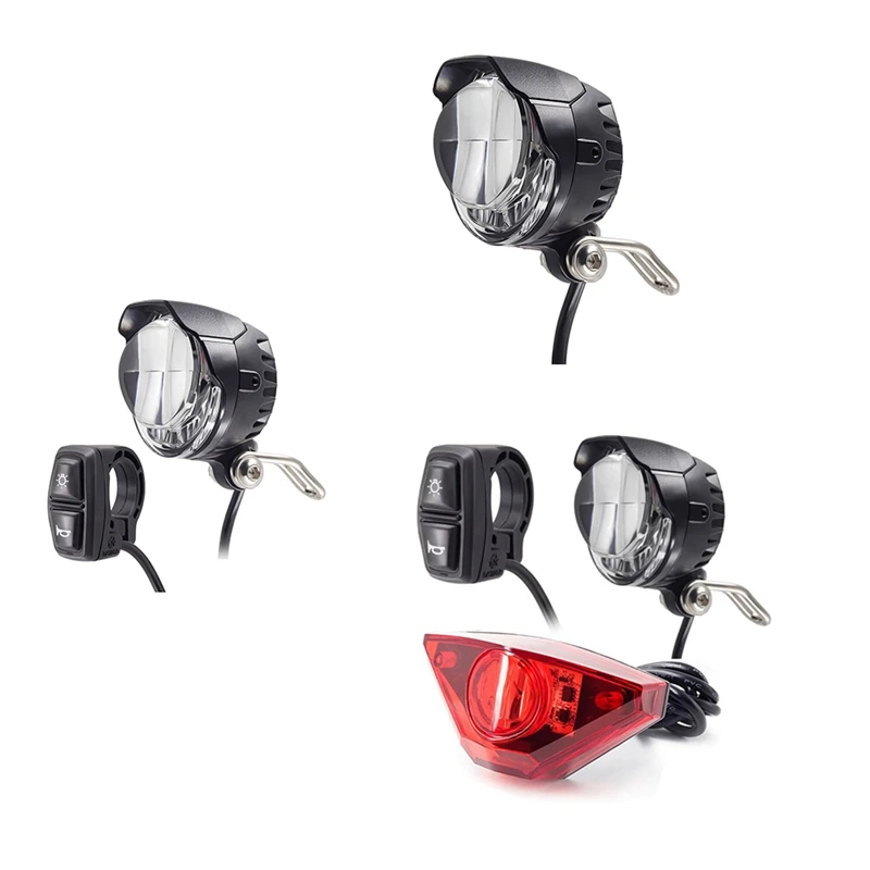 

Electric Bicycle Light Built-in Speaker Input 12-56V LED Lamp 85Lux Electric Scooter Headlights Parts