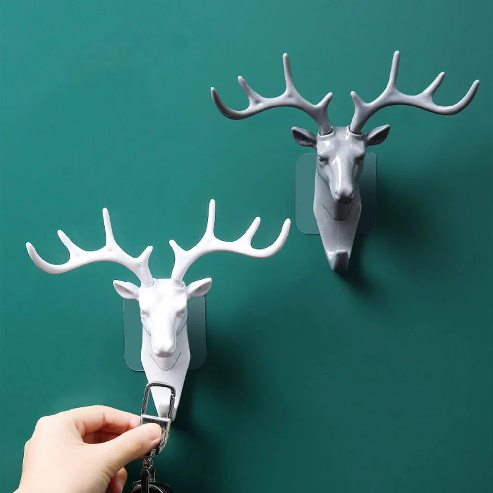 

Nordic Deer Antler Hooks Vintage Wall Hanging Clothes Hat Rack Multifunctional Self Adhesive Wall Decoration Bathroom Organizer