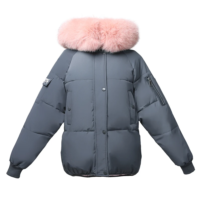 

Women's Down Jackets 2020 Fashion Women's Short Large Fur Collar Hooded Wild Emale Jacket New Women's Winter Down Jacket