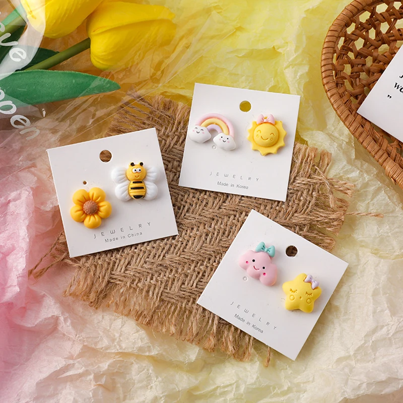 FIMAODZ цветок пчела серьги 2021 корейский аниме мультфильм кролик медведь Солнце