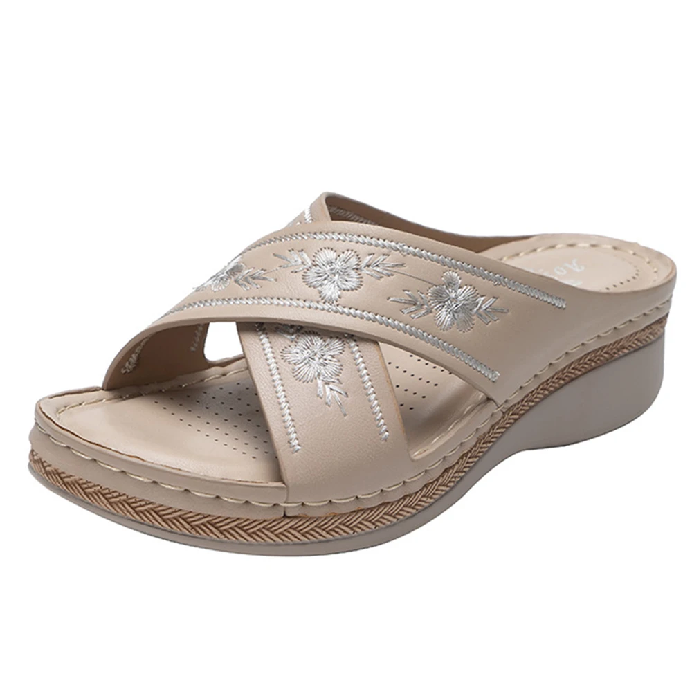 

Тапочки, женская обувь, повседневные флип-шлепанцы, удобные летние пляжные женские тапочки с вышивкой hh692