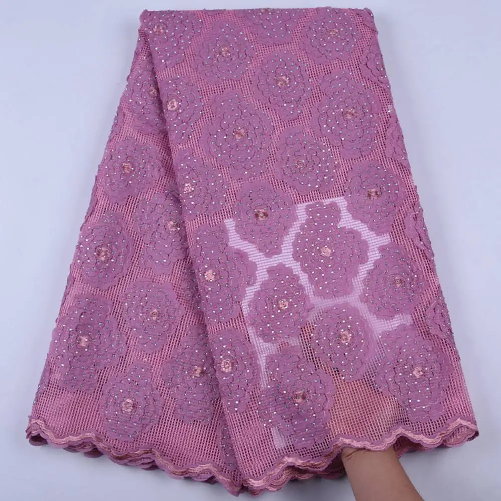 

Onion African Lace Fabric Embroidered Nigerian Lace For Wedding High Quality 2019 French Guipure Lace Fabric With Stones S1699