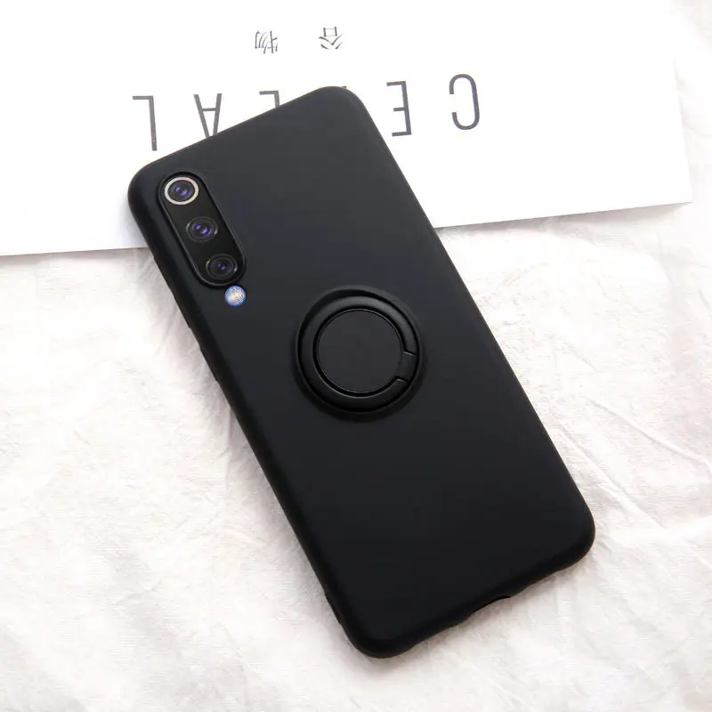 Black Мягкий силиконовый чехол, чехол для Xiaomi mi 9 SE mi 9 Red mi K20 Pro 9 T, металлическое кольцо-держатель для телефона, силиконовый чехол на Xiaomi mi 9 SE, чехол 9SE - Цвет: Black