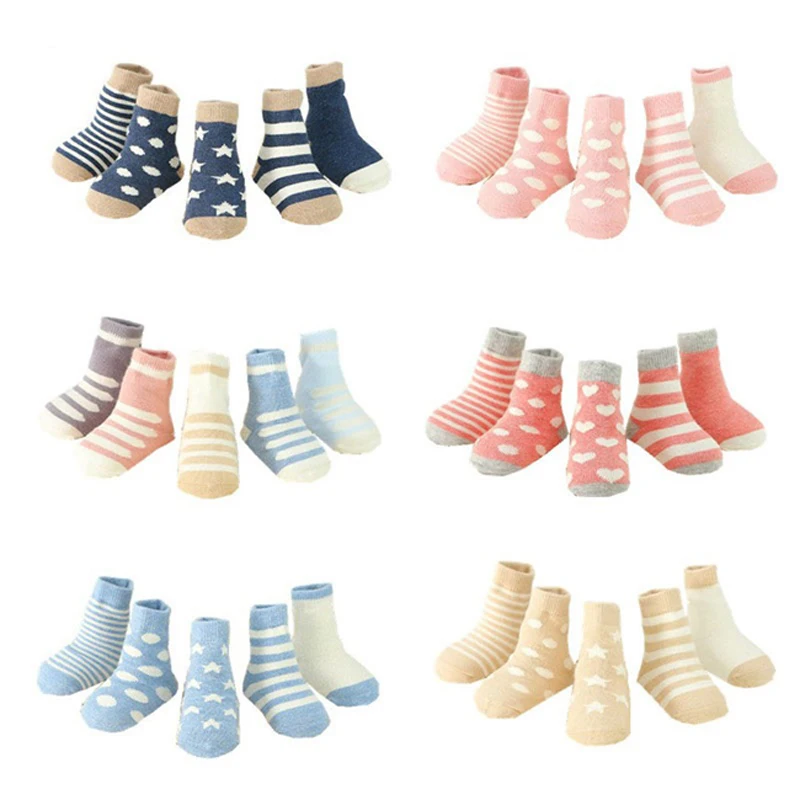 

5 pairs/Pack Children Cotton Socks Boy,Girl,Baby,Infant Keep Warm Stripe Dots Fashion Sport's Socks Autumn/Winter
