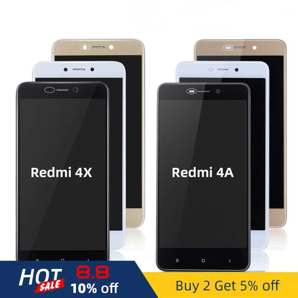 Оригинальный дисплей для Xiaomi Redmi 4X ЖК сенсорный экран 4A в сборе с рамкой 10 touch