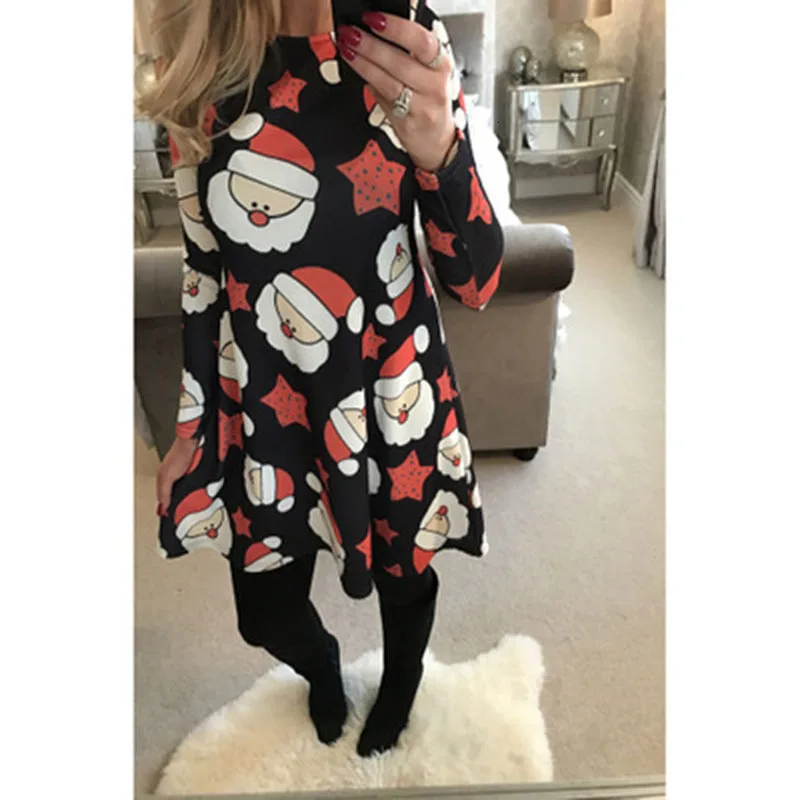 Платье размера плюс XL осеннее женское платье повседневное рождественское с