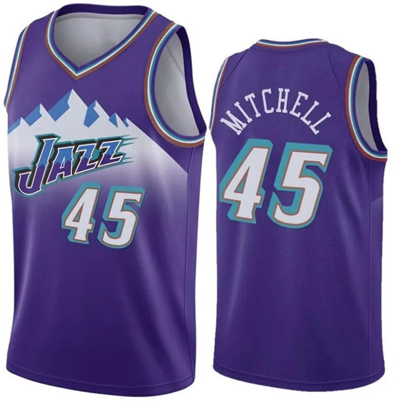 

2021 City Edition Embroidery Basketball Jerseys Donovan 45 Mitchell Mesh Rudy 27 Gobert John 12 Stockton Men Tank Tops T-Shirts