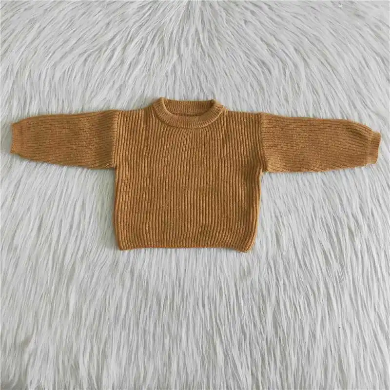

2021 New Baby Girls Clothes Sweater Long Sleeve Solid Color Kids Wear