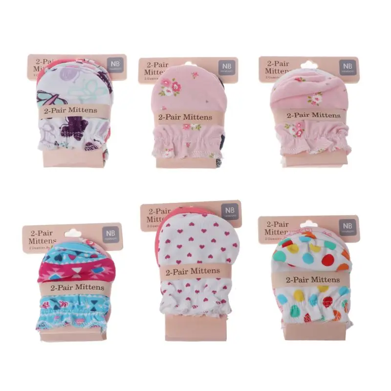 

2Pairs Fashion Baby Anti Scratching Gloves Newborn Protection Face Cotton Scratch Mittens
