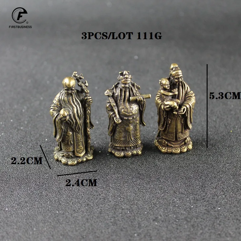 Статуэтка Будды из чистой меди Античная бронзовая статуэтка Призрака с 3 богами
