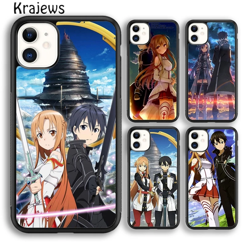 Krajews Sword Art Online Kirito Asuna Yui Phone Case For iPhone 14 5s 6s 7 8 plus X XR XS 11 12 13 pro max Samsung S21 S22 ultra