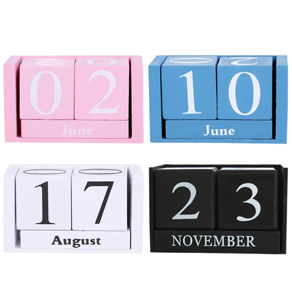 

Vintage Wooden Perpetual Desk Calendar Block Planner Permanent Desktop Organizer DIY Agenda FU
