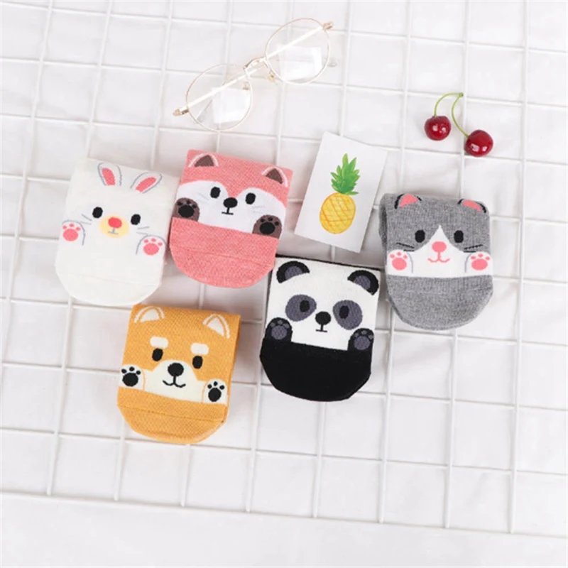 Осенне-зимние модные женские хлопковые носки с животными панда лиса кролик