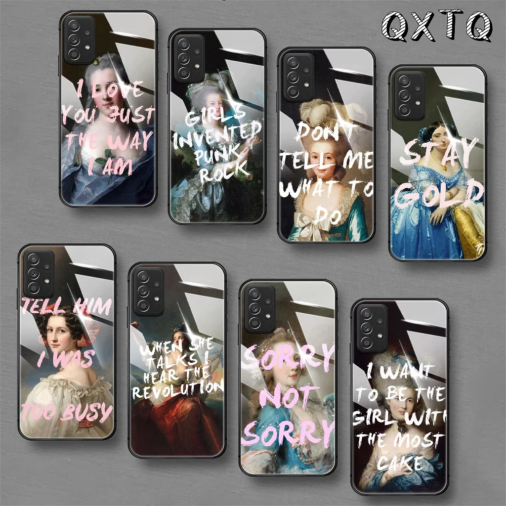 

Art Painting Quotes Memes Tempered Glass Phone Case For Samsung Galaxy A 10 20E 21 30 31 50 51 52 70 71 72 S 5G Cover Cell Black