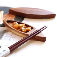 japanese acacia wood seasoning saucer antique dual use chopsticks rack small dish solid wood small sauce