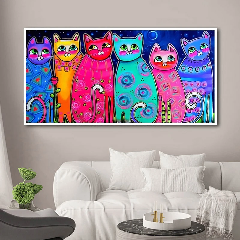

Abstract Art Style Cat Canvas Painting Posters and Prints Living Room Decoration Painting Wall Painting