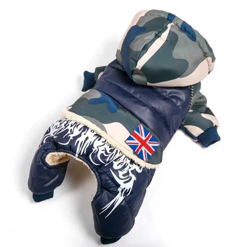 Зимняя одежда для собак теплое меховое пальто камуфляжная куртка