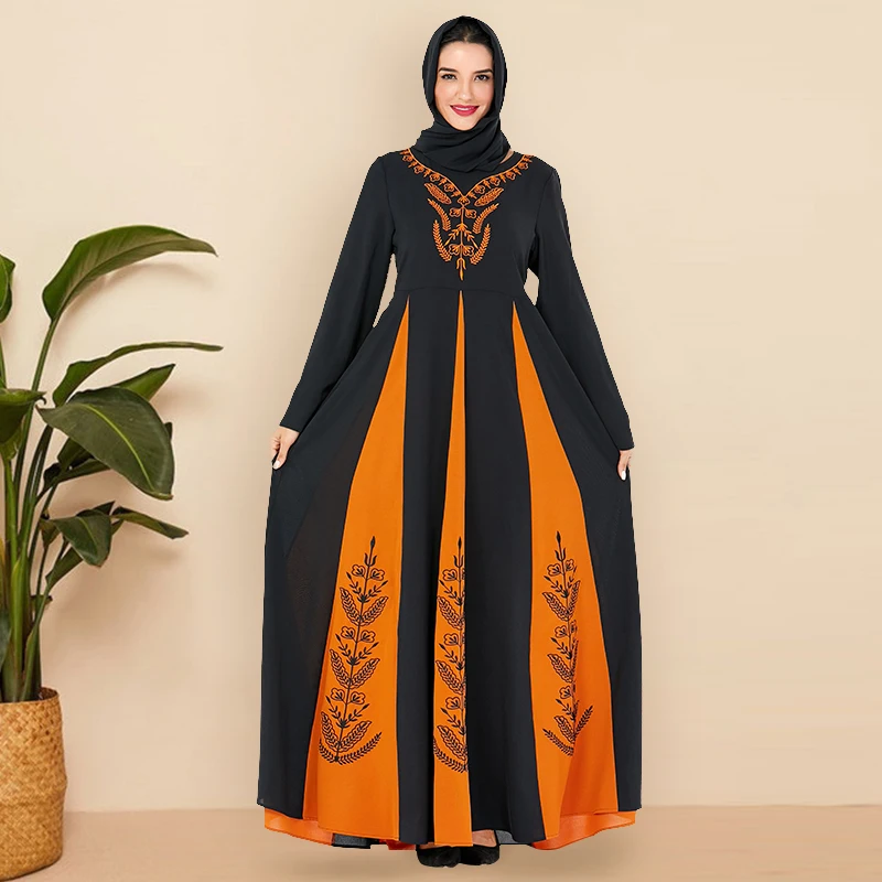 Арабское платье модное цветное лоскутное с вышивкой мусульманские платья Абайи