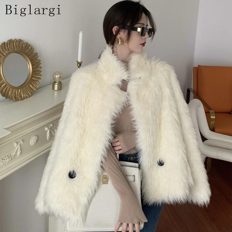 

Winter Faux Fur Coat White Thick Teddy Bear Jacket Fake Fur Vintage Fluffy Coats Furry Ladies Cardigan New 2021 Casacos Feminino