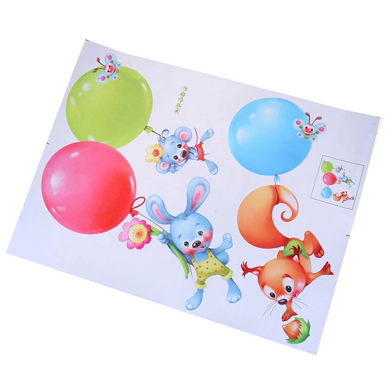 Мультяшные Животные наклейки на стену белка Кролик Воздушный Шар художественные