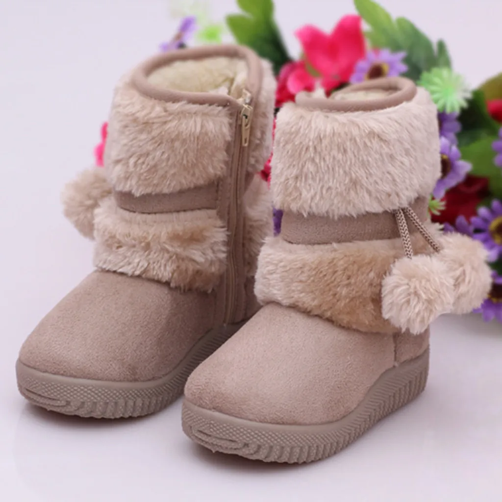 Детские зимние ботинки для мальчиков и девочек однотонные теплые уличные