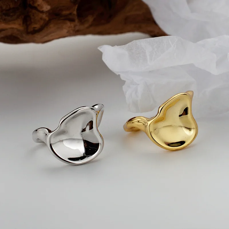 Серебристые блестящие вогнутые минималистичные кольца для женщин Silvology в