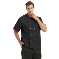 cooking chef coat jacket with adjustable hat short sleeve restaurant canteen hotel double breasted work wear waiter tops