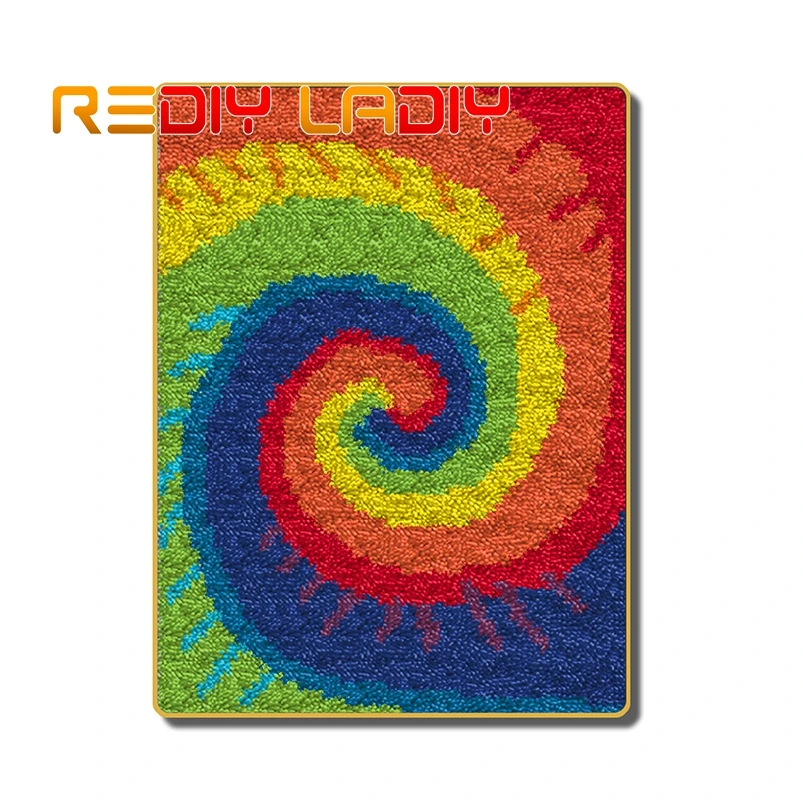 

Latch Hook Kits Make Your Own Rug Rainbow Strip Crocheting Cushion DIY Carpet Rug Set Acrylic Yarn Printed Canvas Hobby & Crafts