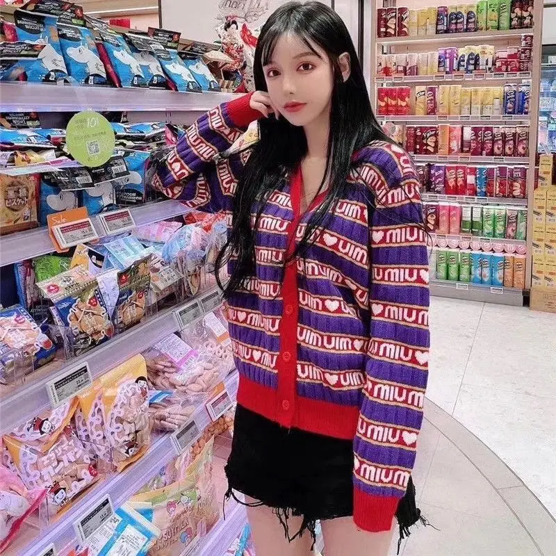 

Knitted Cardigan Autumn and Winter New Loose and Thin V-neck T-shirt for Women
