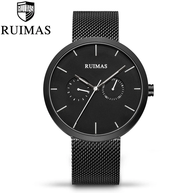 Мужские часы RUIMAS повседневные модные тонкие водонепроницаемые наручные со