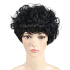 Парик kryssma из синтетических волос для женщин, короткие черные челки, смешанные цвета, короткие женские парики, высокотемпературные волоконные парики для косплея