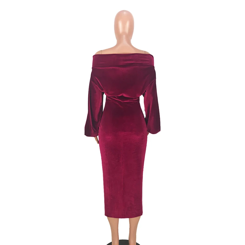 Adogirl Осень зима 2019 вельветовое платье с открытыми плечами женское сексуальное