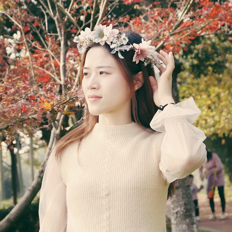 В богемном стиле с цветочным принтом Повязка для волос Венок Свадебная цветочная