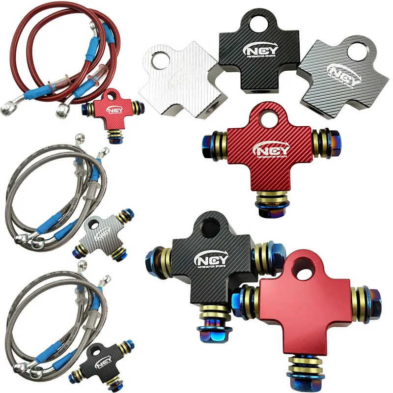 

CNC Brake Oil Hose Motorcycle Hydraulic Pipe Three-way Connector Tee Coupling For Honda Yamaha Kawasaki Tubes Adapter bracket