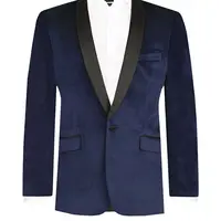 Slim fit Mens Suit Jacket with Black Shawl Lapel Navy Blue Velvet Male Dinner Blazer Fashion Style Tops Coat Latest