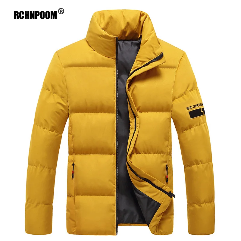 

2021 зимние теплые толстые парки, Мужская брендовая Повседневная хлопковая желтая парка, куртка, пальто, Мужская свободная ветрозащитная кур...