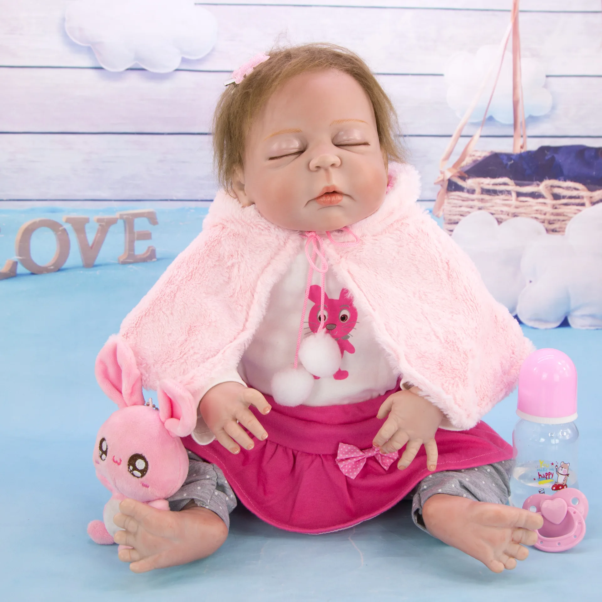 Reborn Baby Doll with Soft pink dress Like 0-3 months girl Realistic vinyl silicone boy kids Xmas Toy | Игрушки и хобби