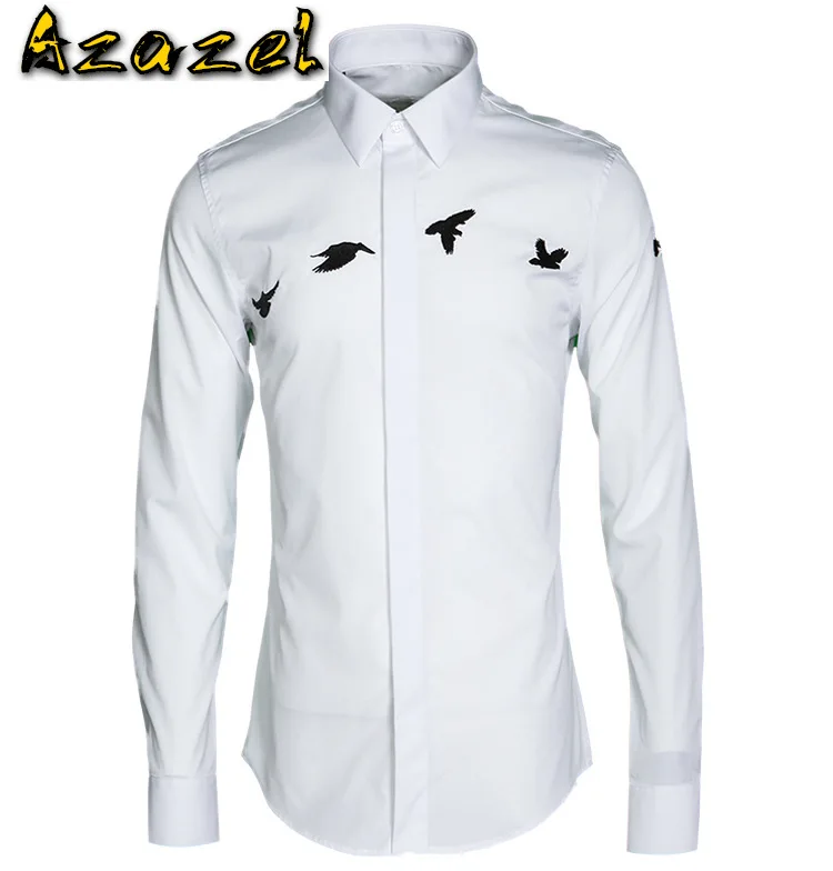 

Azazel Men Shirt Luxury Flying Pigeon Embroider Long Sleeve Mens Dress Shirts Plus Size 4xl Fashion Casual Slim Fit Mens Shirts