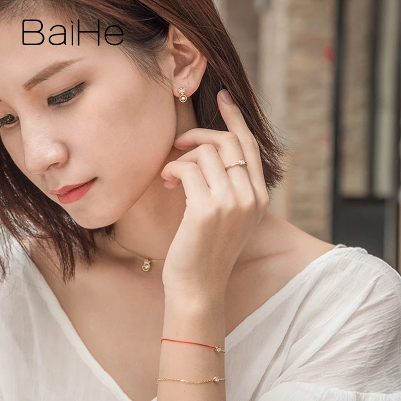 BAIHE однотонное 14K желтое золото со сверкающими бриллиантами женское свадебное