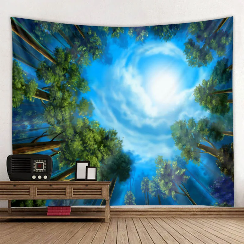 Большой гобелен Forest night sky настенное украшение с рисунком звездного неба