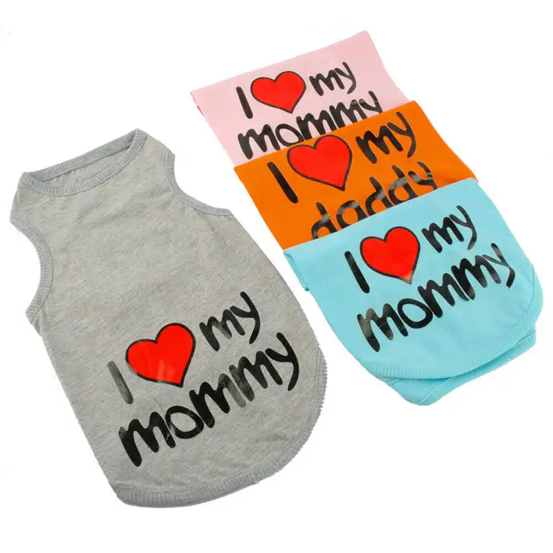 

Small Dog T- Shirt Pet Vest Pug Puppy Cat Chihuahua I Love Mummy Daddy Clothes