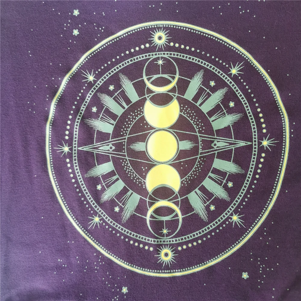 

Gothic Women Fashion Dress with Hooded Spring Hipster Designer Creative Retro Moon Print Irregular Long Sleeve Female Tops