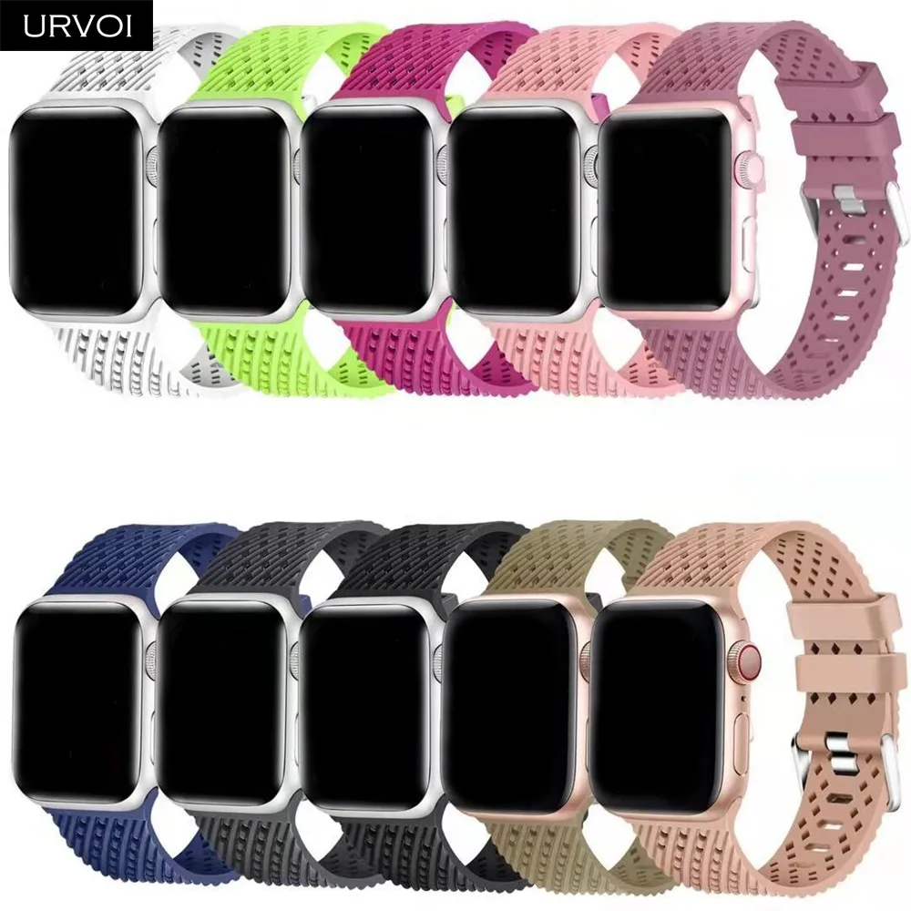 URVOI спортивный ремешок для Apple Watch series 5 4 3 2 1 iWatch 40 44 мм Мягкий TPE наручные часы с