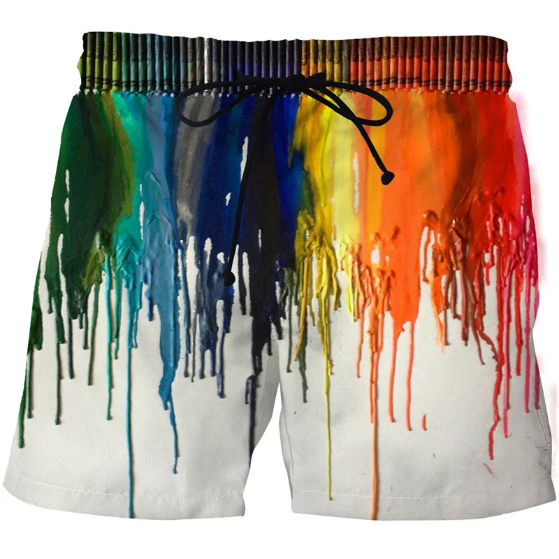 

New Hot Colour 3D swimming trunks Men Summer Fashion Beach Pants Casual Men Women Painting art Print Surf Shorts Male Streetwear