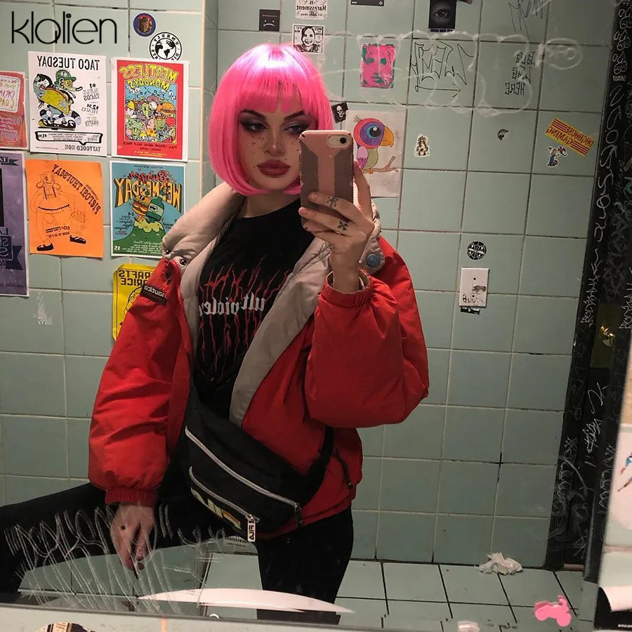 Женская готическая футболка kalien Повседневная Свободная с коротким рукавом и