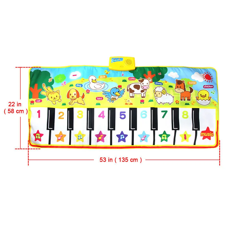 

135x58cm Musical Mat Baby Animal Theme Educational Learning Toy Play Piano Mat Keyboard Game Children Baby Toy Gift Music Mat
