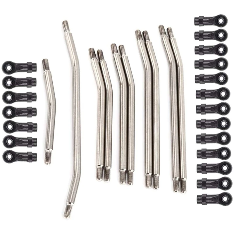 

10Pcs Steering Rods Linkage with Plastic Rod Ends for Axial SCX10 II 90046 90047 RC Crawler Car Parts