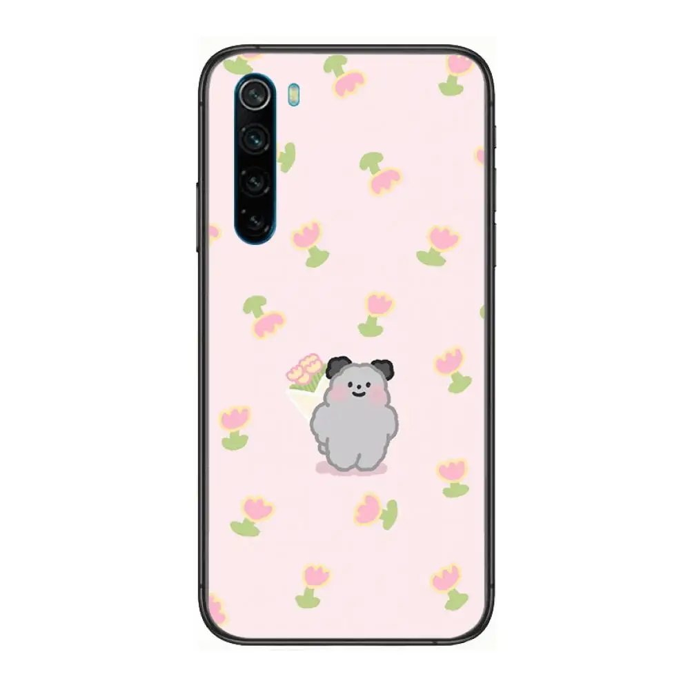 

Cute cartoon bear case cartoon Phone Case For XiaoMi Redmi Note 9S 8 7 6 5 A Pro T Y1 Anime Black Cover Silicone Back Pretty