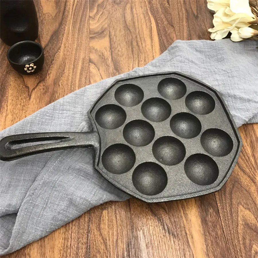 

12 holes DIY Pan Takoyaki octopus balls baking grill mold burning Plate Maker kitchen cooking tools