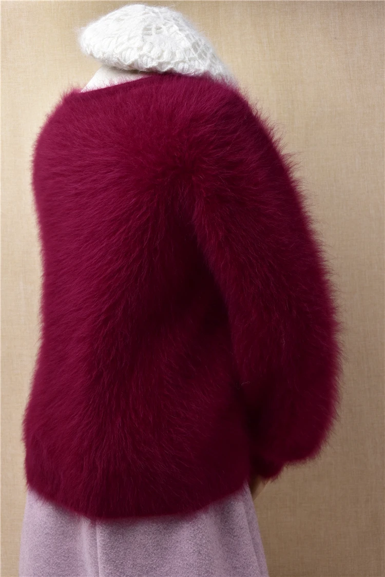 Пуловер женский кашемировый из шерсти ангорки с длинными рукавами-фонариками |